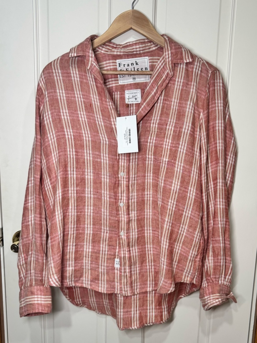 Frank & Eileen Eileen Pink Stripe Button-Up Shirt XS NWT